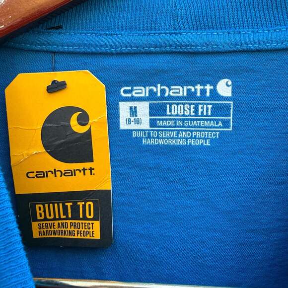 NWT Carhartt Women’s Medium Heavyweight Blue Long Sleeve Logo Workwear Gorpcore - Picture 3 of 4